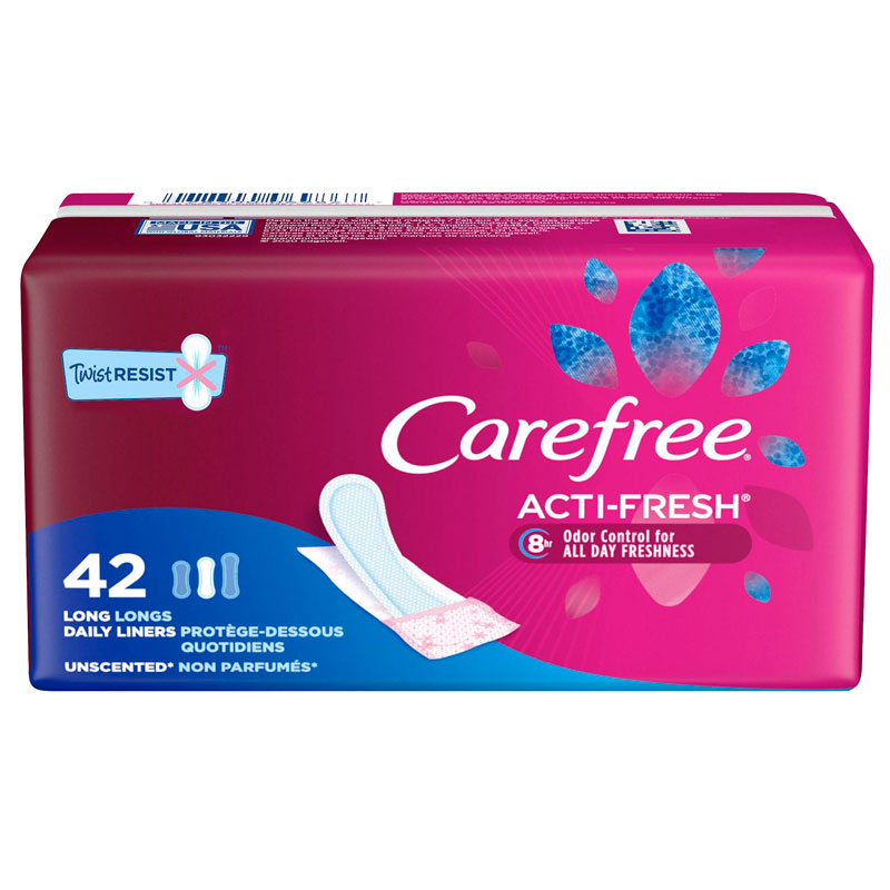 Carefree Body Shape Acti-Fresh Long To Go Pantiliners - Unscented - 42s