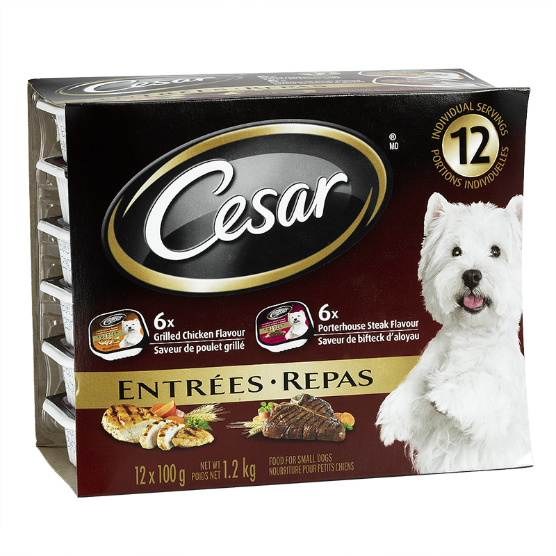 Cesar Entrees Dog Food - Porterhouse Steak/Grilled Chicken - 12x100g
