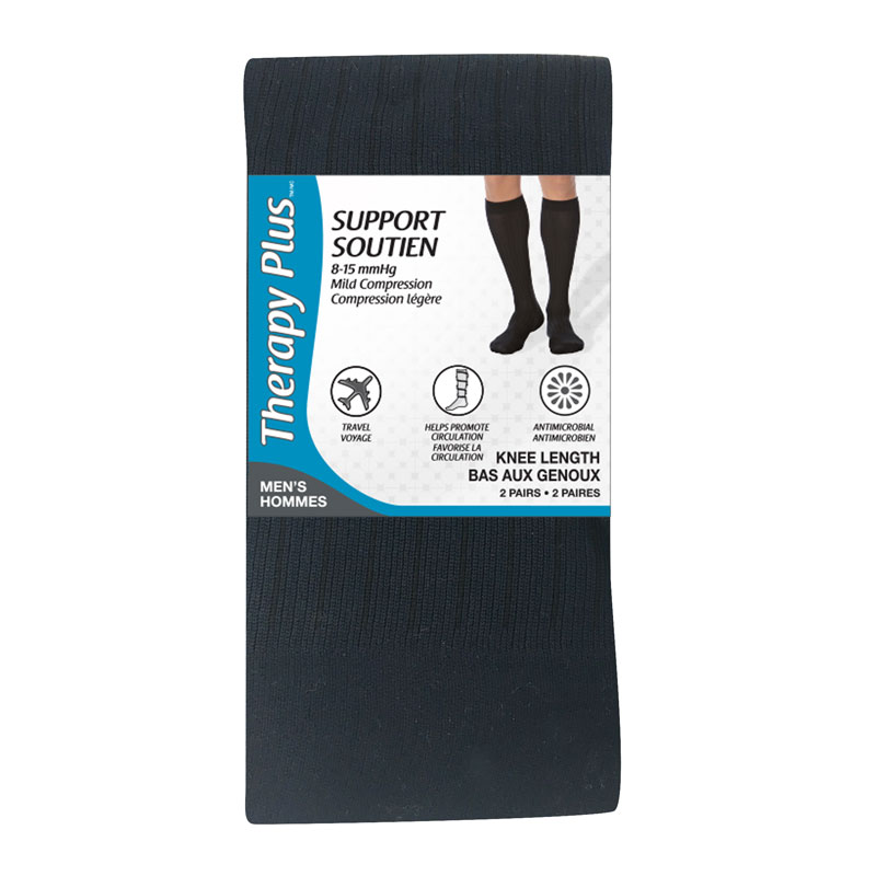 Therapy Plus Knee High Socks - Navy - 2 Pair - Size 7 to 12