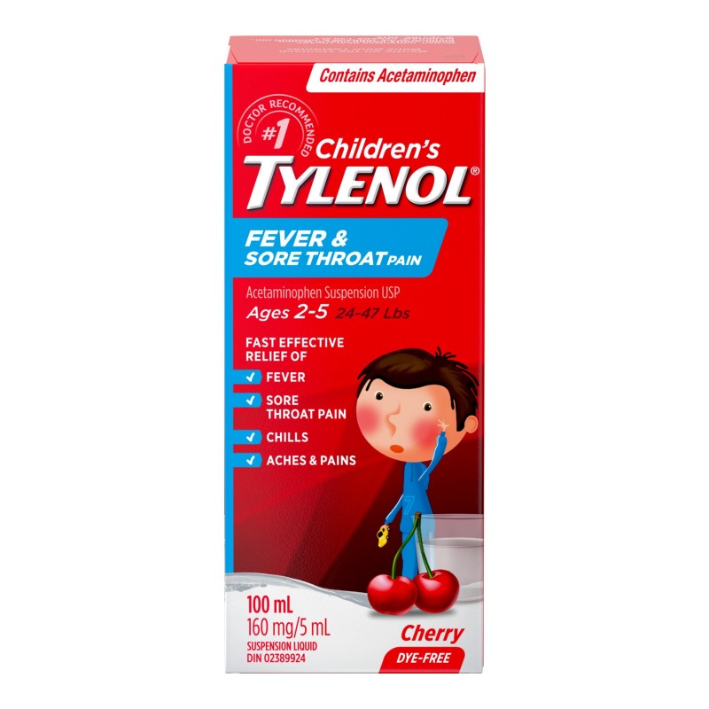 Tylenol* Children's Fever & Sore Throat Pain Suspension Liquid - 100ml   