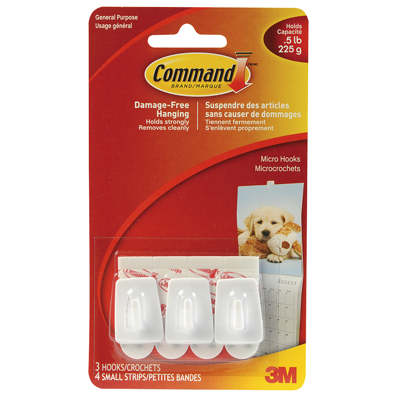 Command Micro Hooks - White - 3's