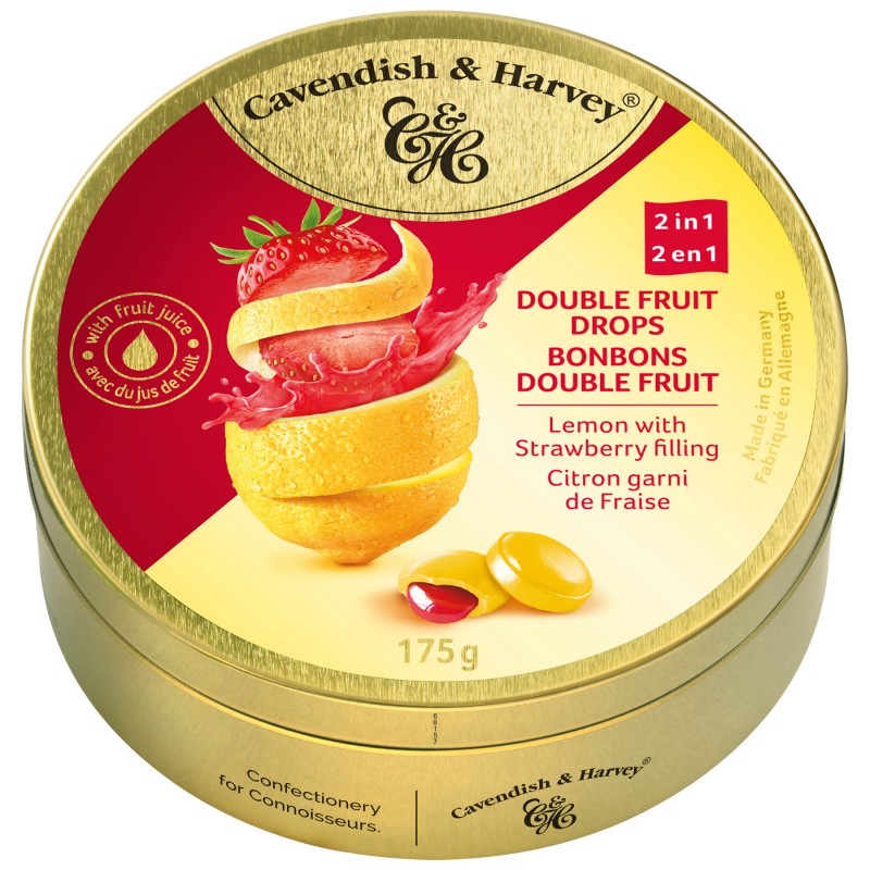 Cavandish & Harvey Double Fruit Drops - Lemon with Strawberry Filling - 175g