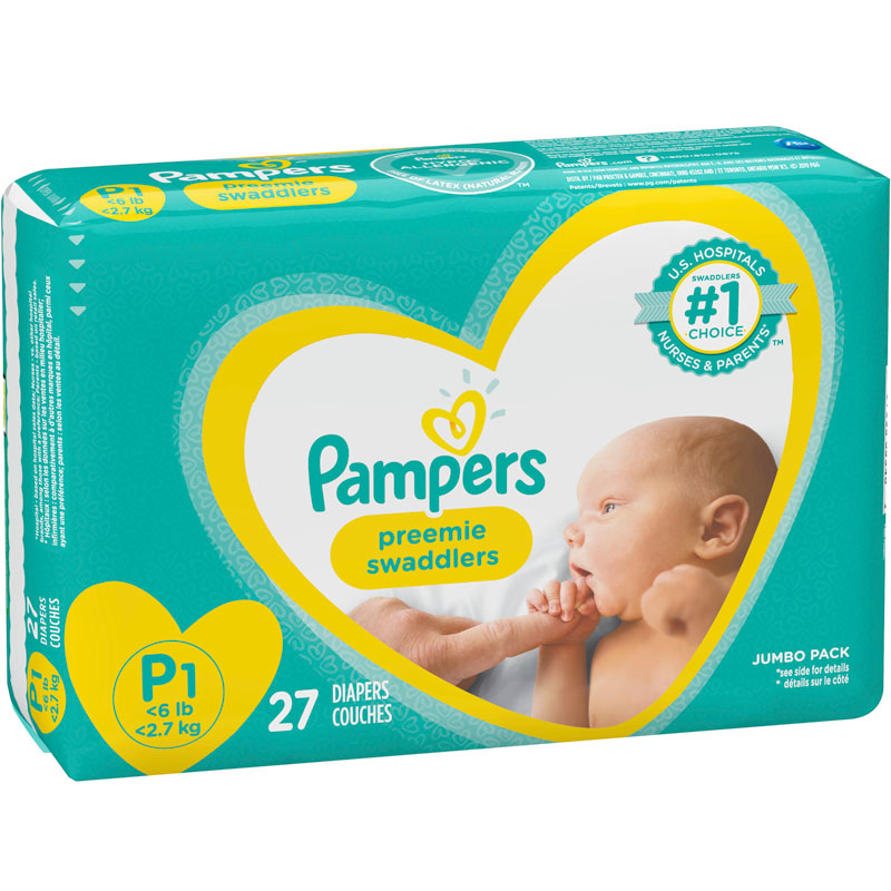 Pampers Swaddlers Diapers - P-1 Preemie Small - 27's