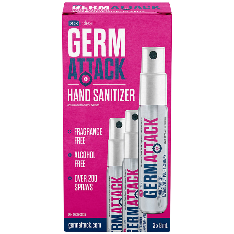 X3 Clean Germ Attack Hand Sanitizer Spray - 3x 8ml