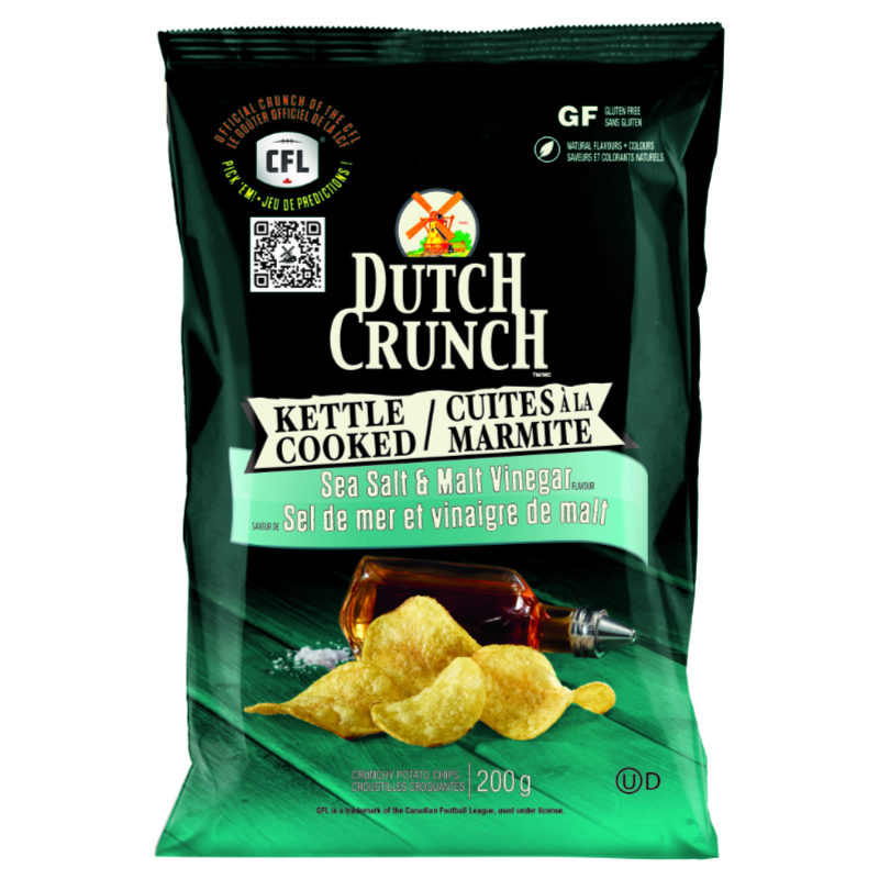 Dutch Crunch Kettle Cooked Potato Chips - Sea Salt & Malt Vinegar - 200g