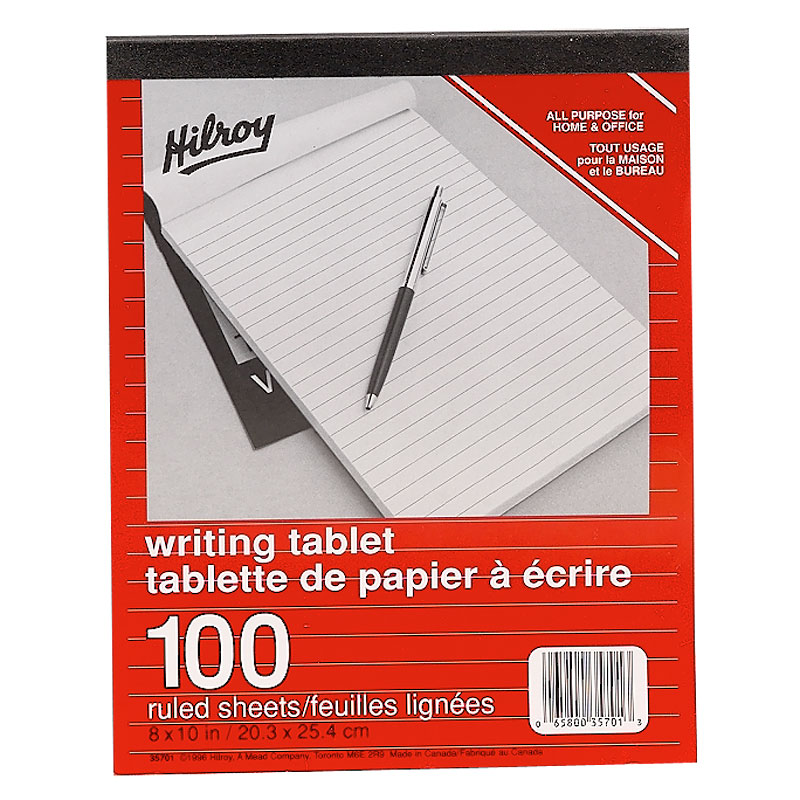 Hilroy Ruled Writing Pad - 8 x 10 inch - 100 sheets