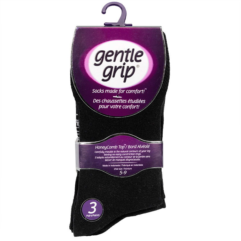 Gentle Grip Ladies Crew Sock - 3 pairs