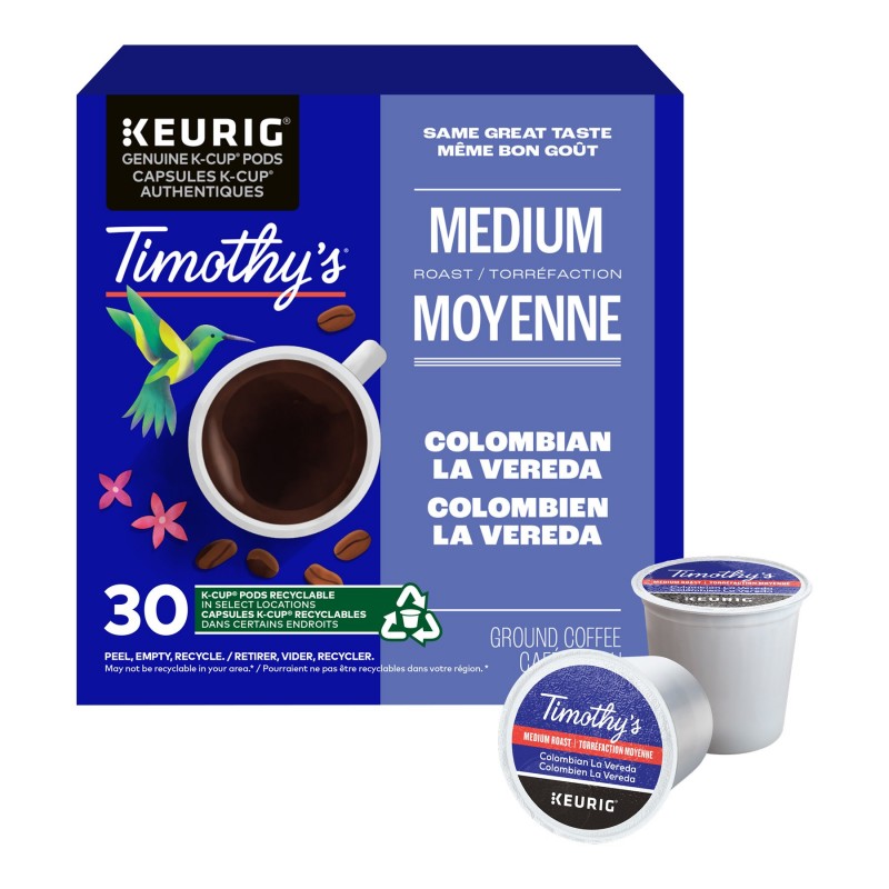 Timothy's Colombian La Vereda K-Cup Coffee Pods - 30's