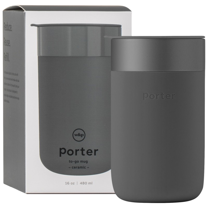 W&P Porter Ceramic To-Go Mug with Lid - Charcoal - 480ml