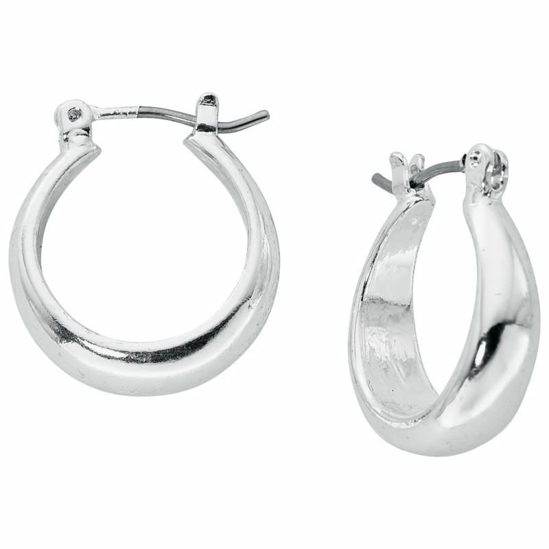Primavera Wide Polished Hoop Earrings - Silvertone