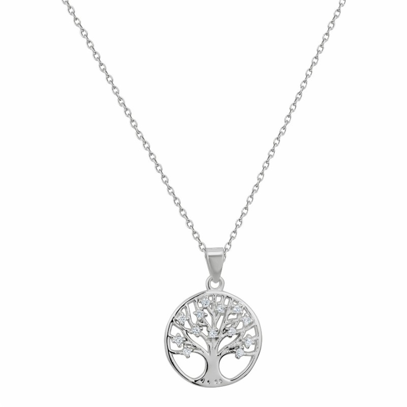 Collection by London Drugs CZ Tree Of Life Necklace - Silver