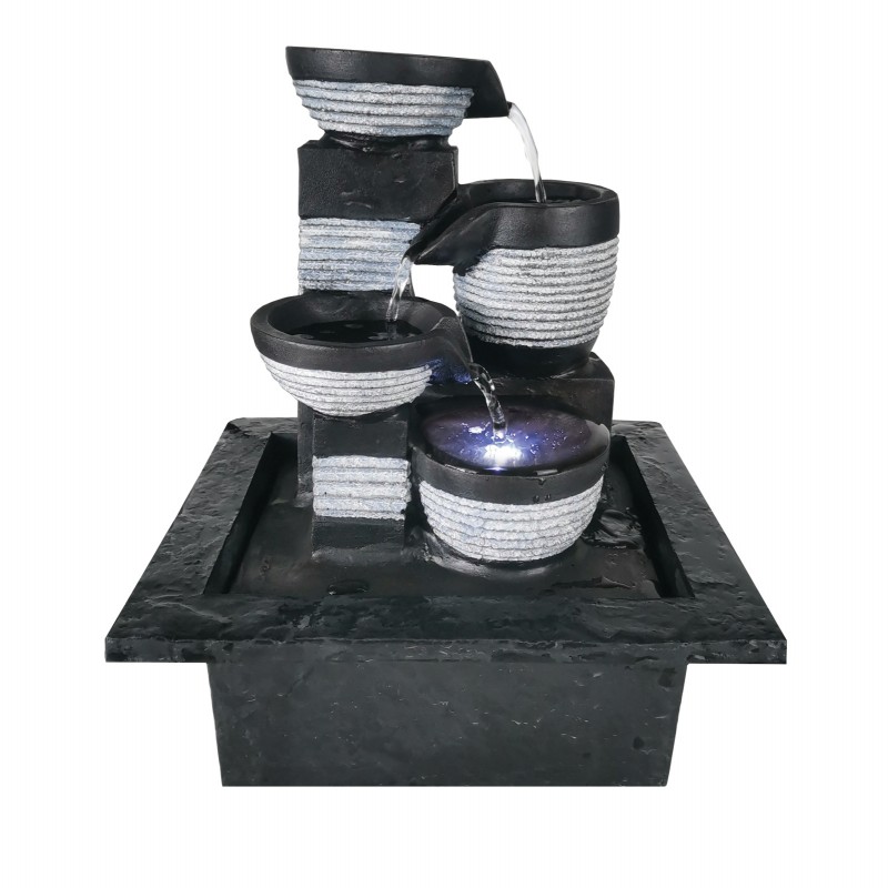 Collection By London Drugs Pot Led Fountain - White/Black - 21X19X23cm