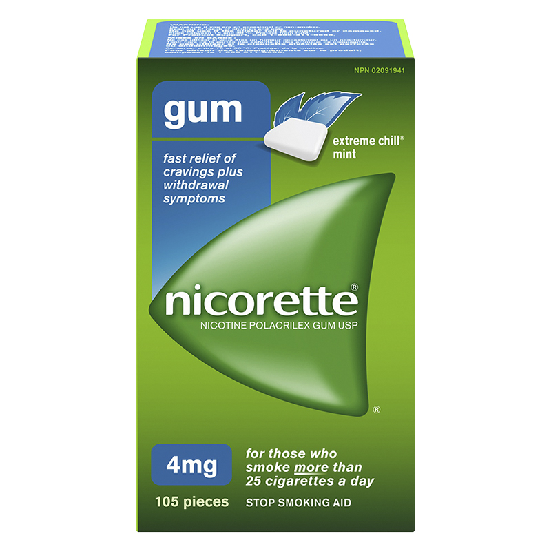Nicorette Nicotine Gum Stop Smoking Aid - Extreme Chill Mint - 4mg - 105s
