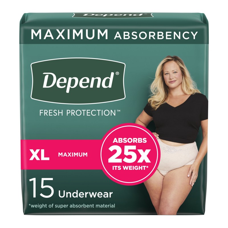 Depend Fresh Protection Incontinence Underwear for Women - Maximum - Extra Large - 15's