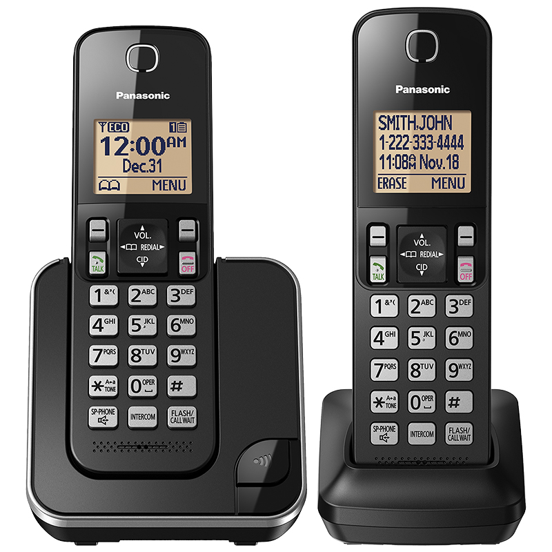 Panasonic 2 Handset Cordless Phone - Black - KXTGC382B