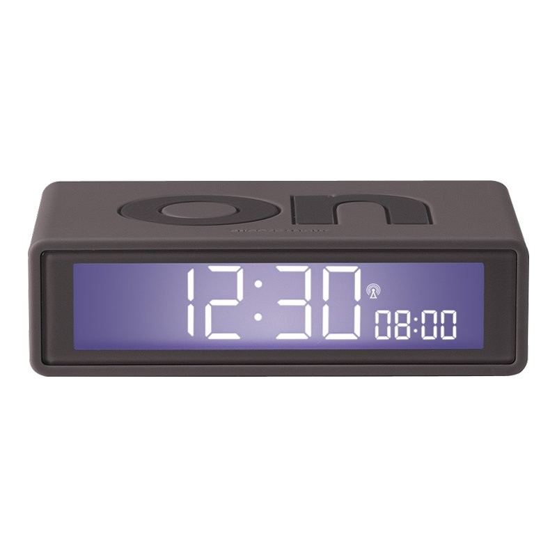 Lexon Flip+ Radio-Controlled Reversible LCD Alarm Clock - Rubber Dark Grey - LR150G3