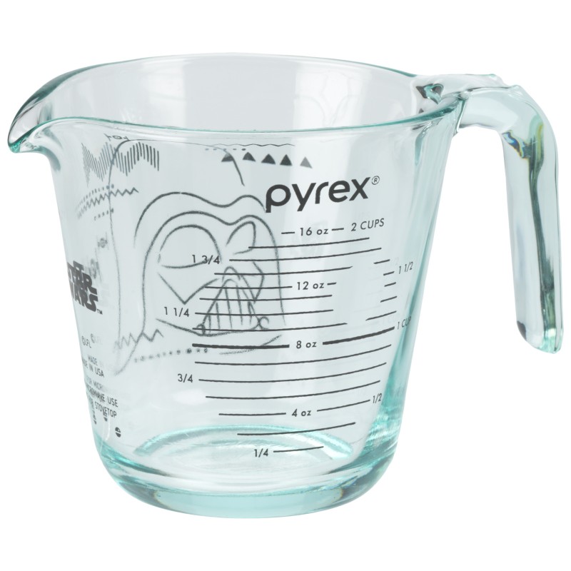 Pyrex Star Wars Glass Measuring Cup (2 Cup) Clear/Black Darth Vapor R2D2  NEW