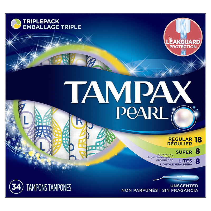 Tampax Pearl Tampons Triplepack - 18 Regular/8 Super/8 Lites