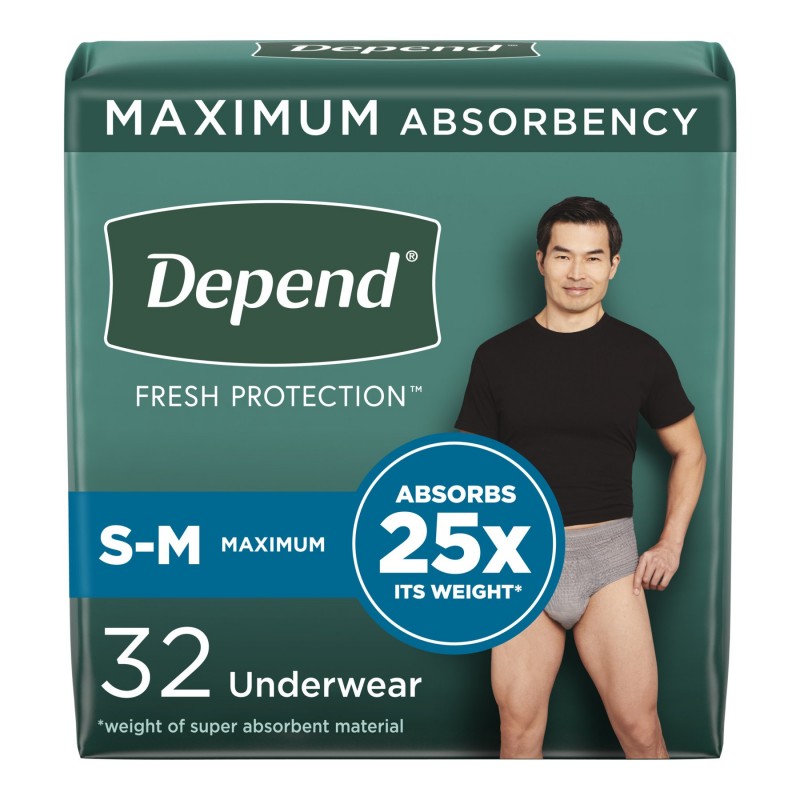 Depend Fit-Flex Underwear for Men - Maximum Absorbency - Small/Medium ...