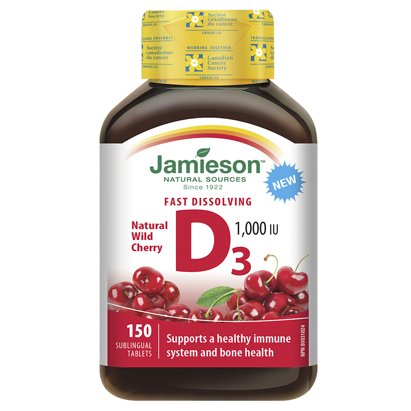 Jamieson Fast Dissolving D3 1000 IU - Natural Wild Cherry - 150s