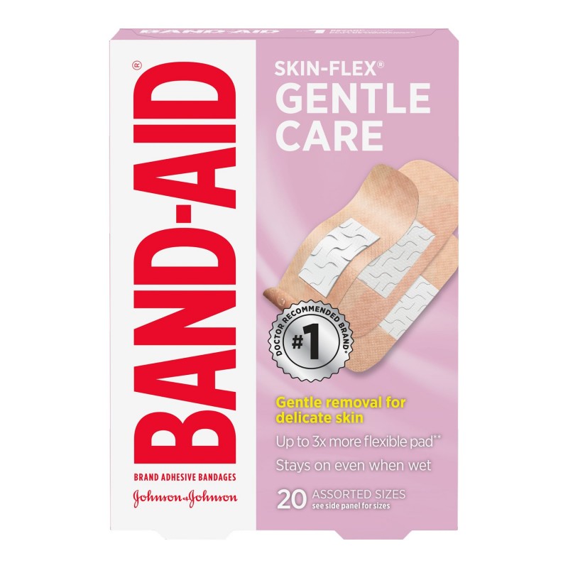 BAND-AID Skin-Flex Gentle Care Bandages - Assorted Sizes - 20's