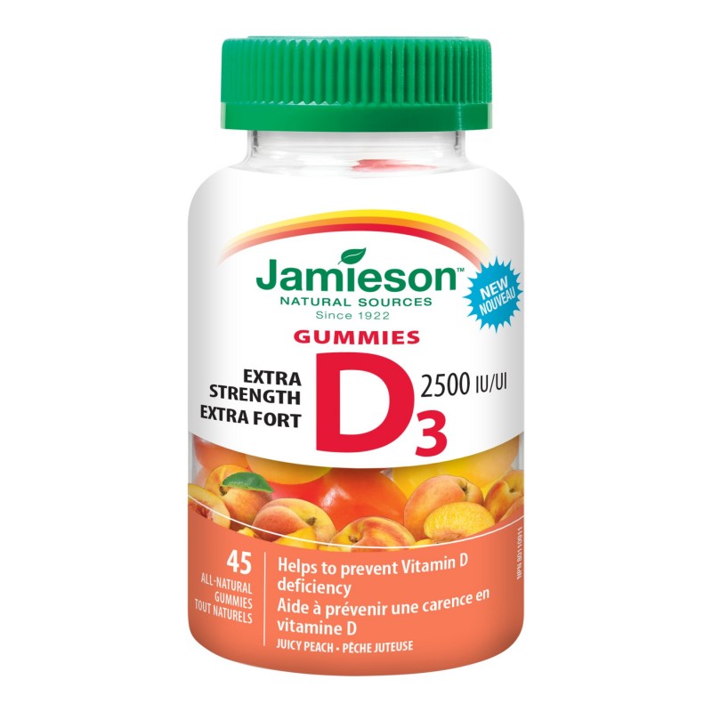 Jamieson Vitamin D3 2,500 IU Gummies - Juicy Peach - 45's