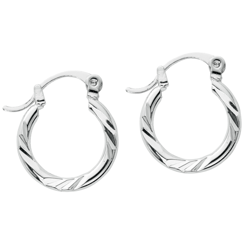 Primavera Diamond Cut Hoop Earrings - Silver